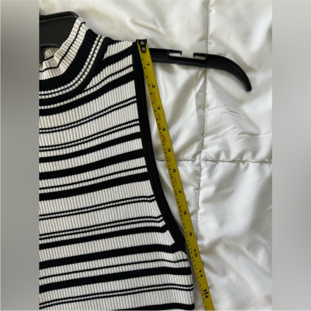 bebe Black White Stripe Mock Neck Bodycon Midi Dress Minimal 90s Chic Small‎ - Picture 15 of 16